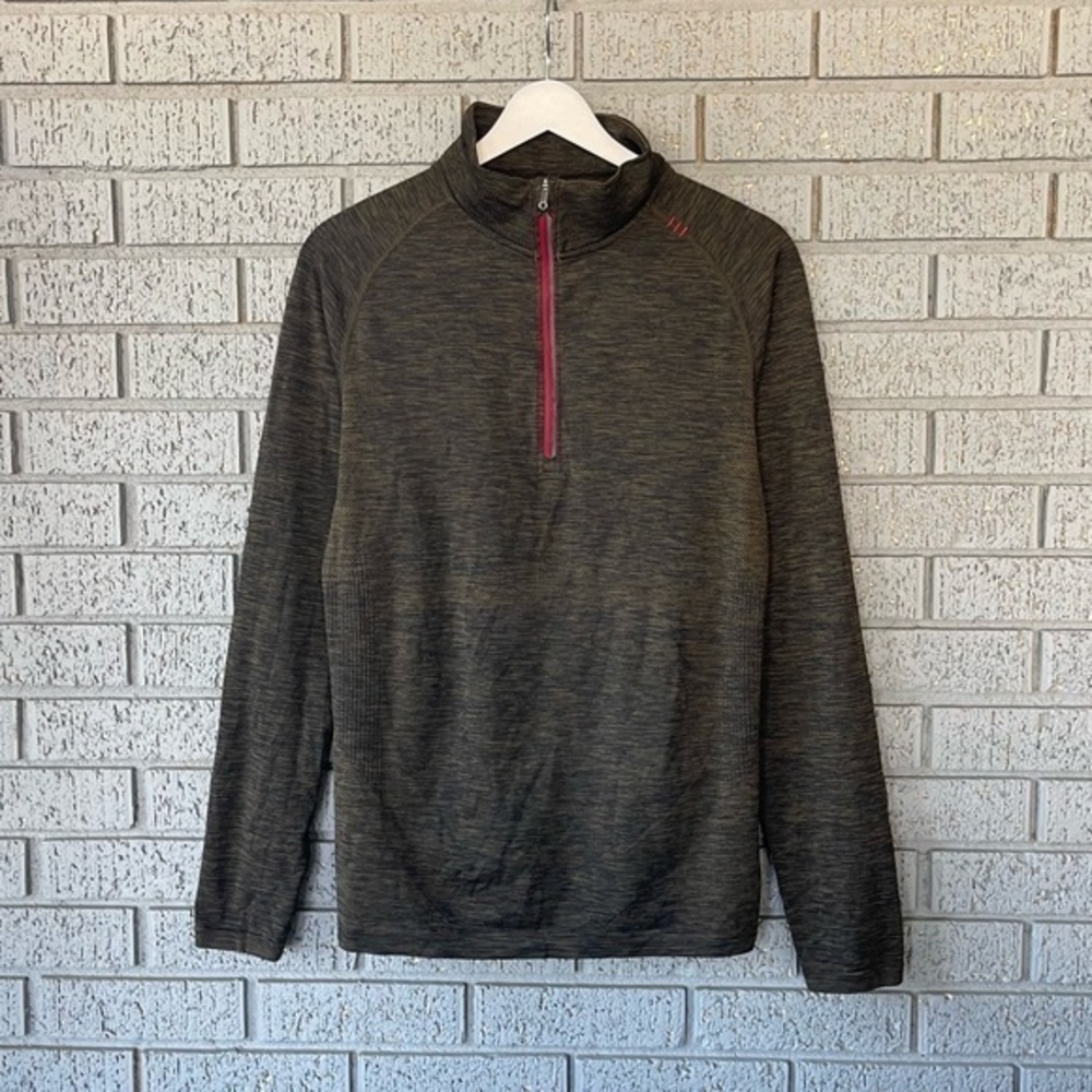 Lululemon Metal Vent Tech 1/2 Zip Green Brown Men’s Size Small